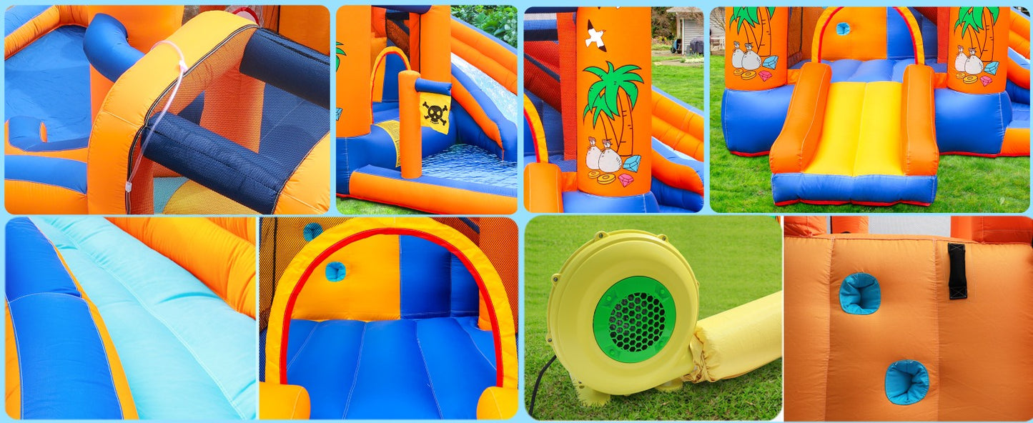 Kids Inflatable Bounce House with Water Slide & 450W Blower – 2-in-1 Outdoor Bouncy Castle Water Park