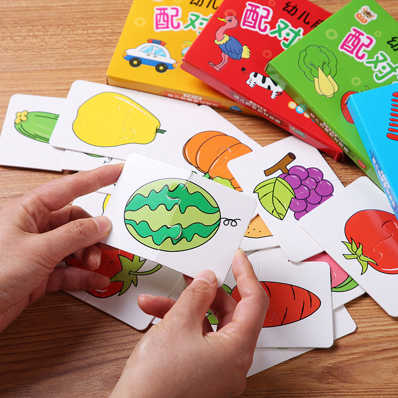 32Pcs Montessori Matching Puzzle Cards – Toddler Early Learning Toys for Shapes, Colors & Animals