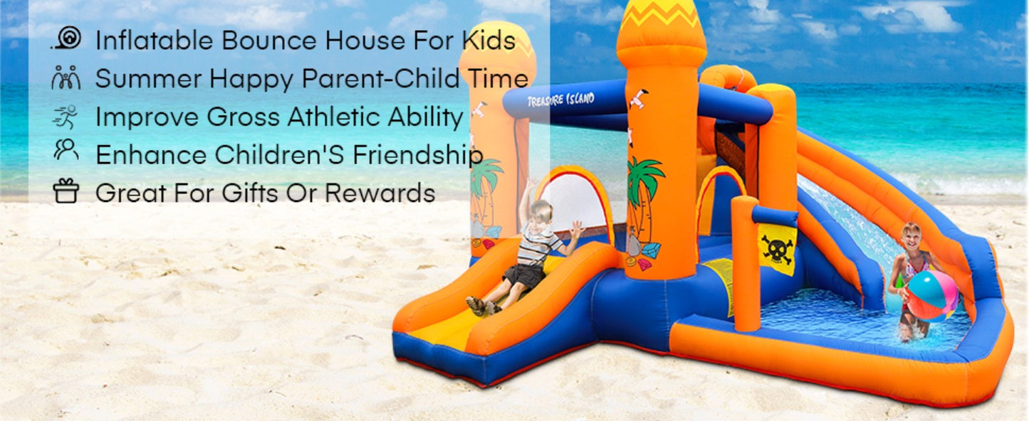 Kids Inflatable Bounce House with Water Slide & 450W Blower – 2-in-1 Outdoor Bouncy Castle Water Park