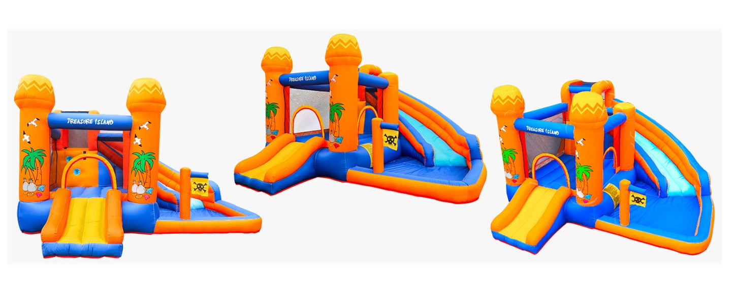 Kids Inflatable Bounce House with Water Slide & 450W Blower – 2-in-1 Outdoor Bouncy Castle Water Park