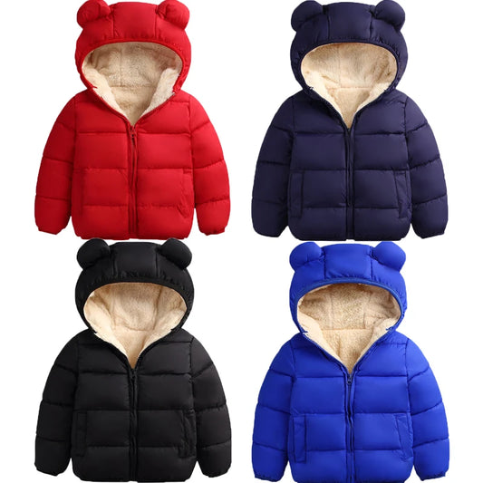 Kids Winter Puffy Coat – Warm Cotton 3D Hooded Down Jacket 1-3Y