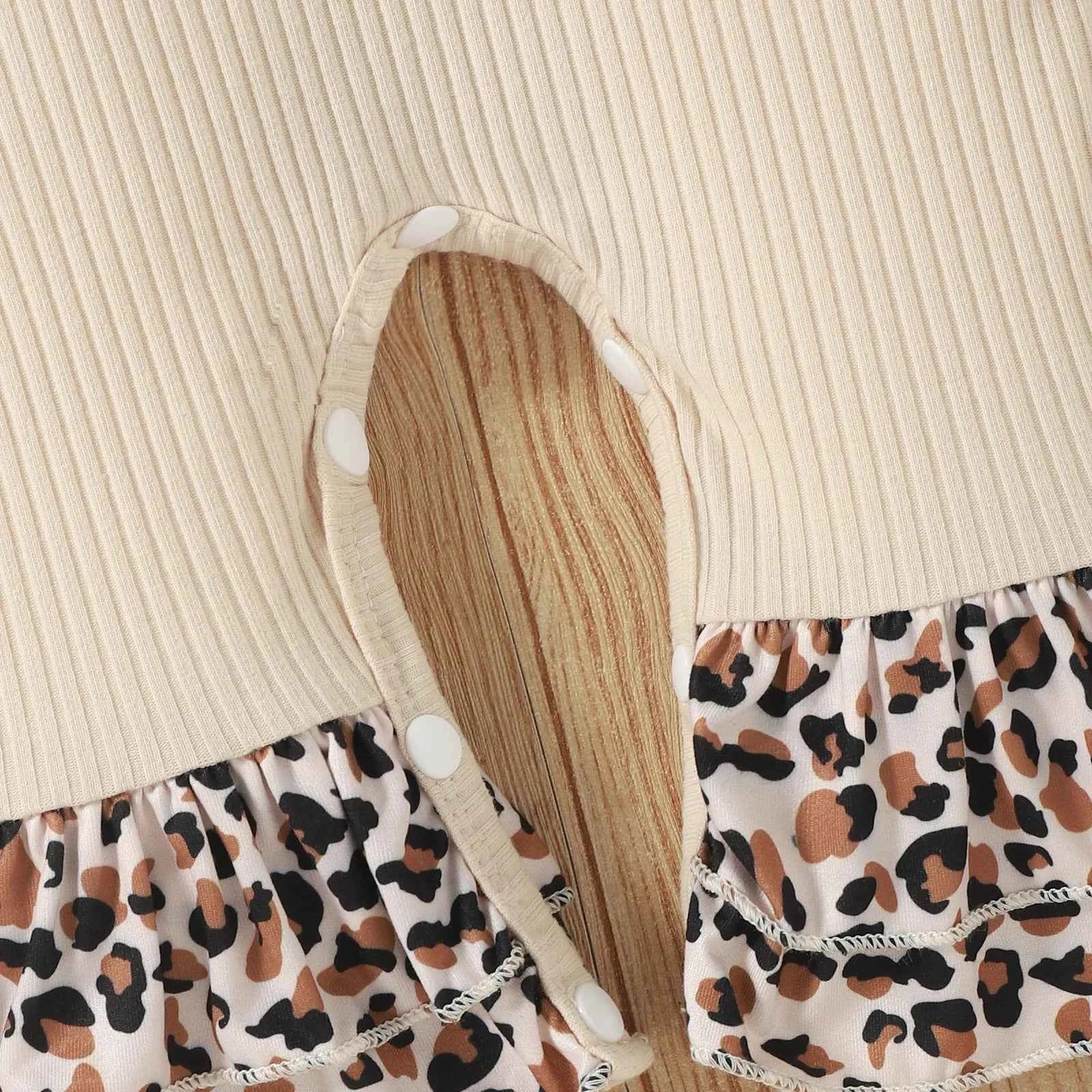 Baby Girl Christmas Outfit - Leopard Print Flared Sleeve Jumpsuit & Headband Set