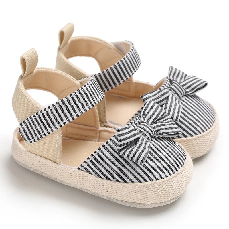 Newborn Baby Girl Crib Shoes – Soft Sole Summer Princess Sandals for Infants