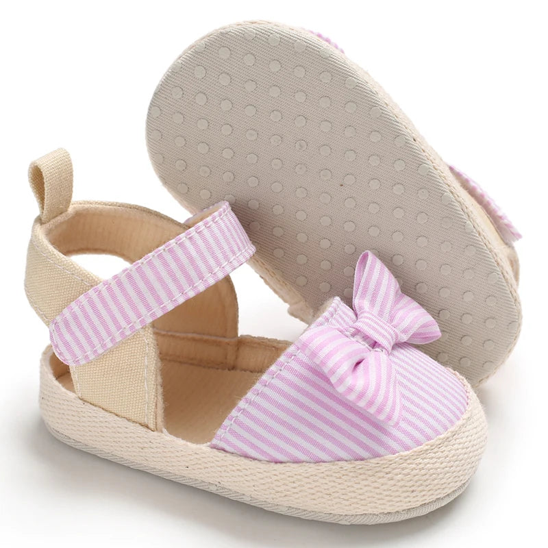 Newborn Baby Girl Crib Shoes – Soft Sole Summer Princess Sandals for Infants