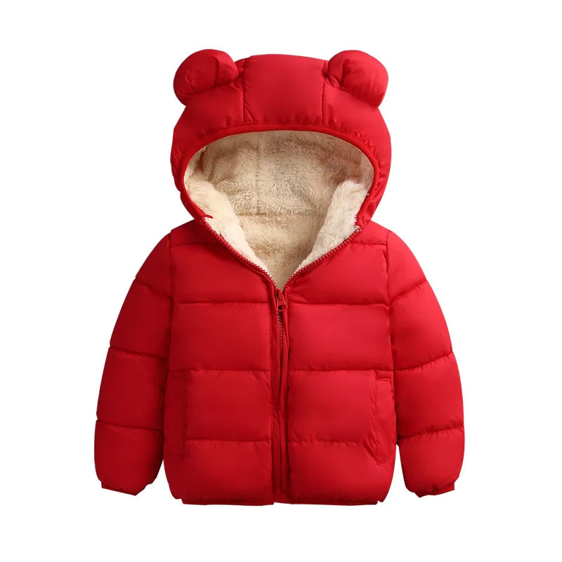 Kids Winter Puffy Coat – Warm Cotton 3D Hooded Down Jacket 1-3Y