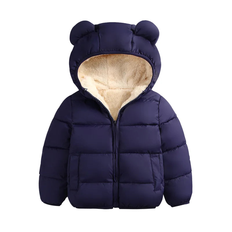 Kids Winter Puffy Coat – Warm Cotton 3D Hooded Down Jacket 1-3Y