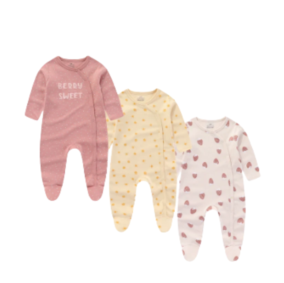Cozy Cuddle 3-Piece Romper Sleeper Set For Boy or Girls (3-12M)