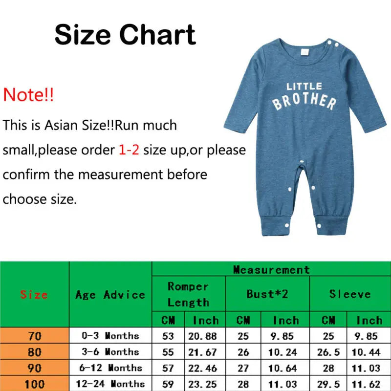 Little Brother Baby Outfit Casual Romper for Infant and Toddler Boys (0–24M)