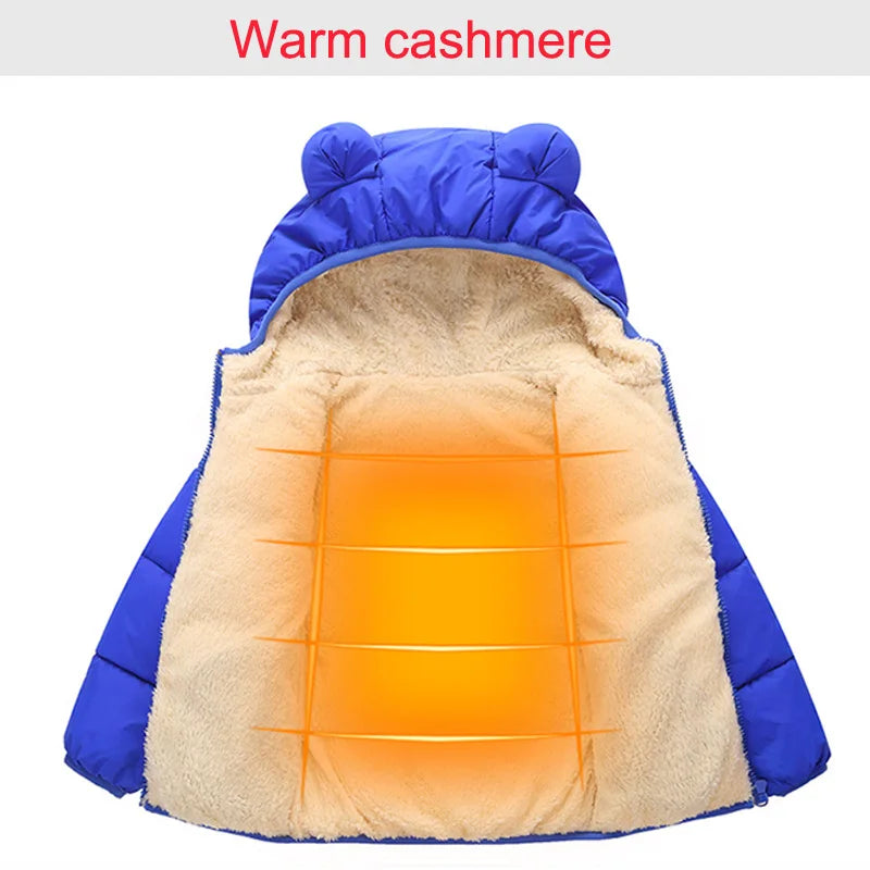 Kids Winter Puffy Coat – Warm Cotton 3D Hooded Down Jacket 1-3Y