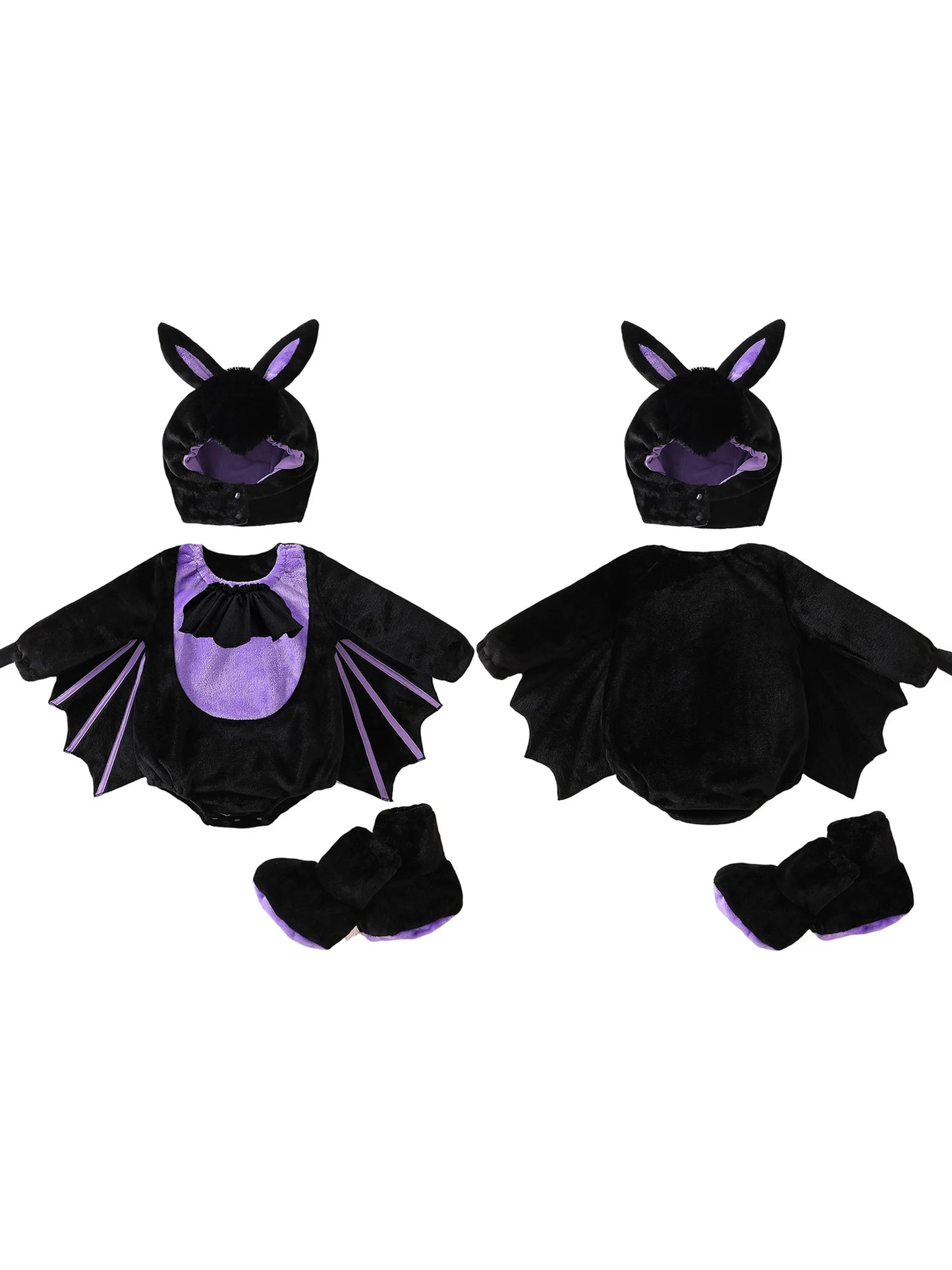 Toddler Vampire Halloween Costume – Plush Bat Wing Set with Foot Covers and Hat for Infants