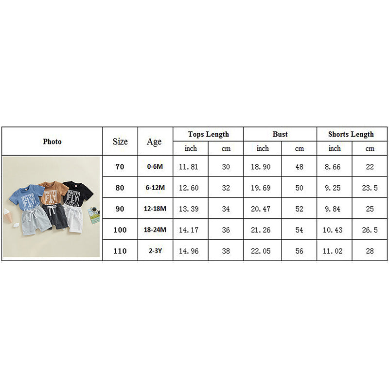 Summer Toddler Boy Shorts Set – Short Sleeve Letter Print T-Shirt & Elastic Waist Shorts Outfit