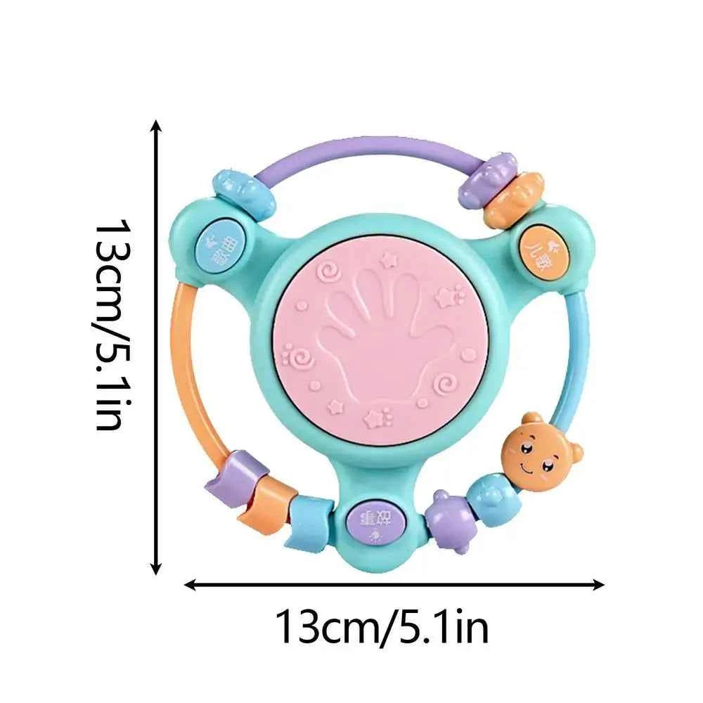 Hand Drum Beaded Rattle Shaker – Light-Up Sensory Educational Toy for Early Learning