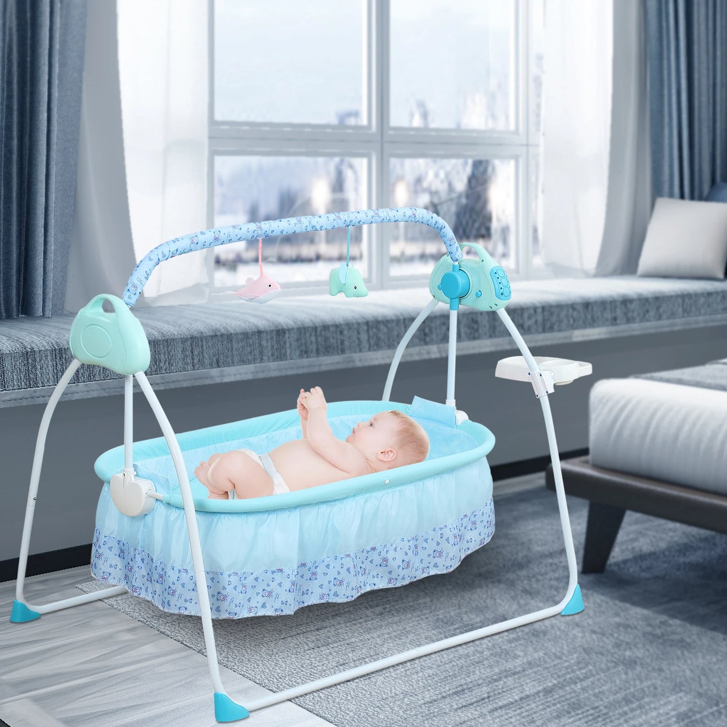 Havens Heaven Automatic Baby Swing – Infant Cradle with Music & Mosquito Net
