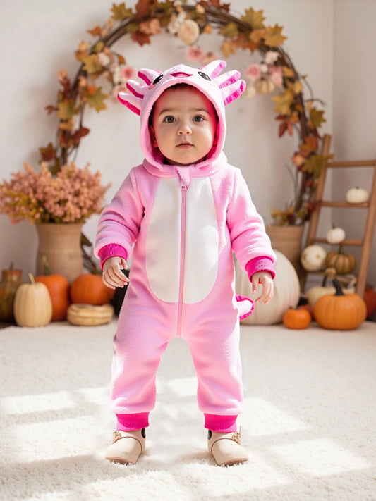 Toddler Baby Axolotl Onesie – Cute Zip-Up Hooded Costume Romper