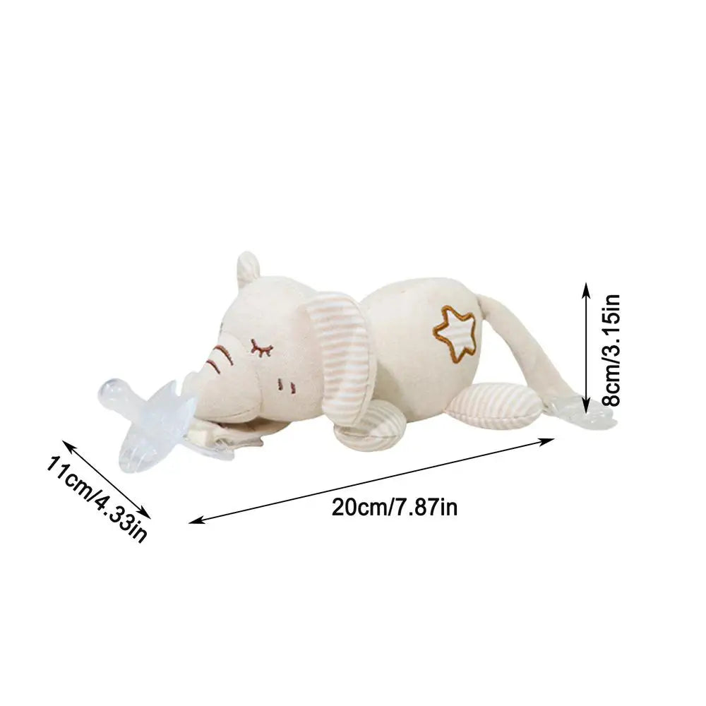 Newborn Silicone Animal Pacifier with Plush Doll – Soothing Toy