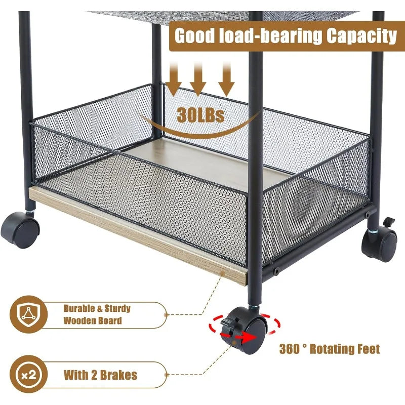 3-Tier Baby Diaper Caddy Organizer – Mobile Nursery Storage Cart with 4+2 Dividers and Rolling Wheels