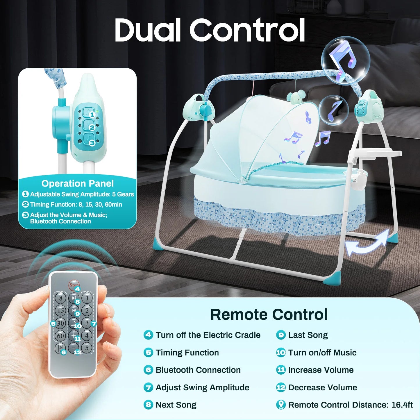 Havens Heaven Automatic Baby Swing – Infant Cradle with Music & Mosquito Net