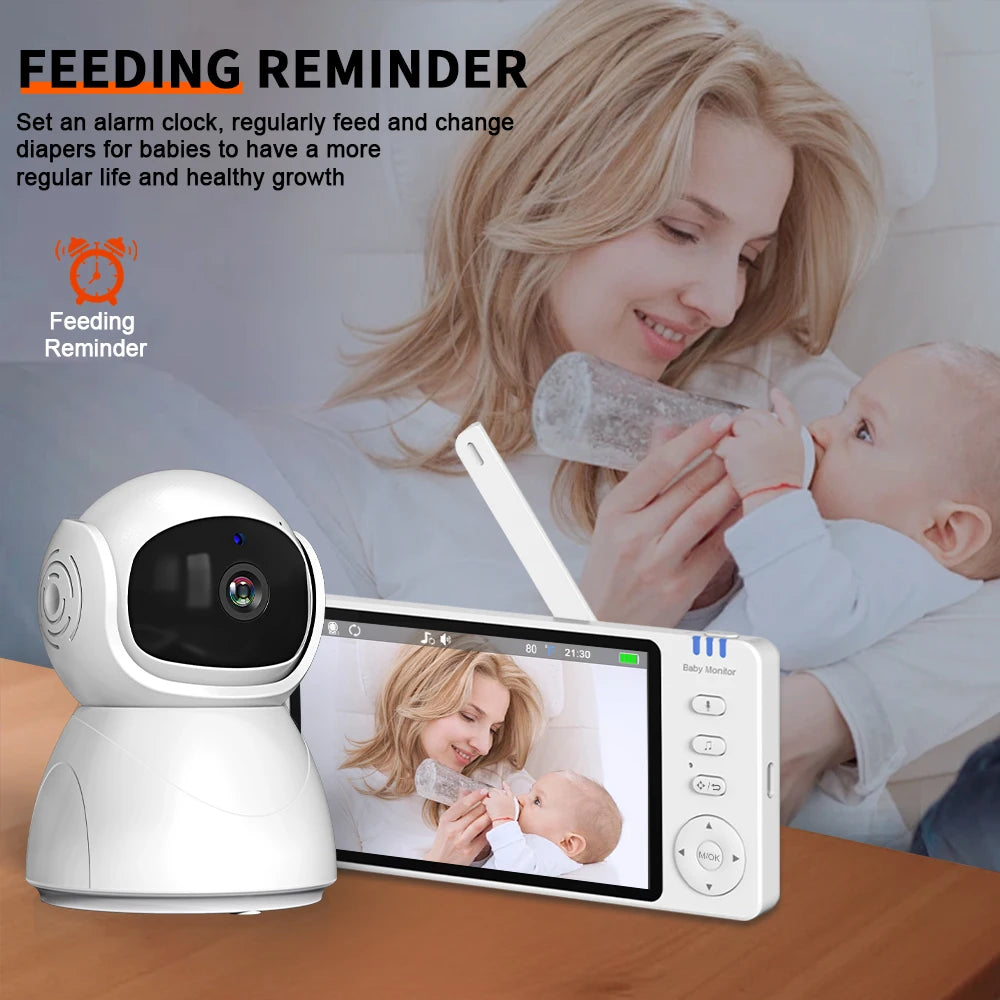 5.0 Inch Baby Monitor with Camera – Wireless Video Audio Monitor with Pan-Tilt-Zoom, IPS Screen, Lullabies & Long Battery Life