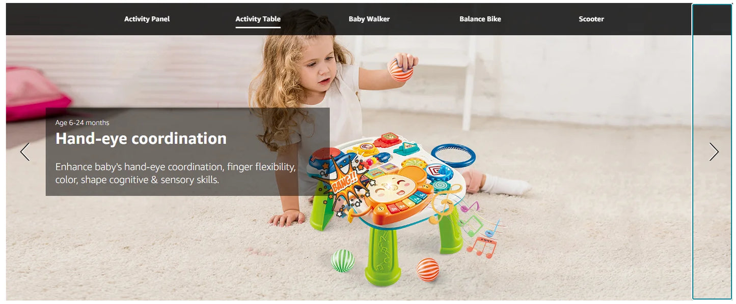 5-in-1 Baby Walker – Sit-to-Stand Learning Walker, Scooter, Balance Bike & Activity Table with Music