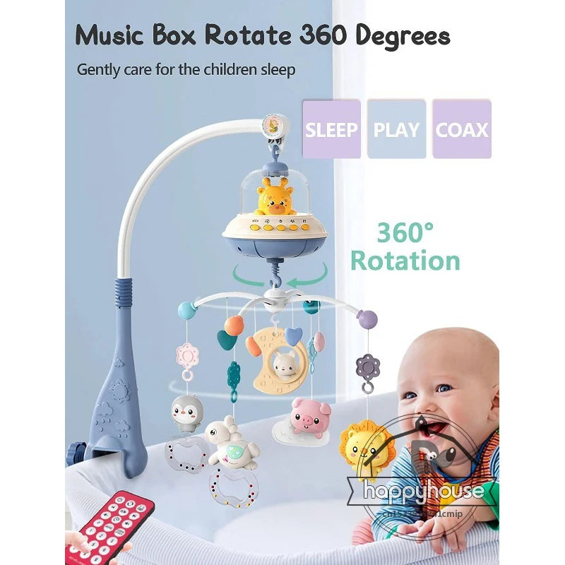Remote Control Musical Crib Mobile with Light Projection – Infant Soothing Toy