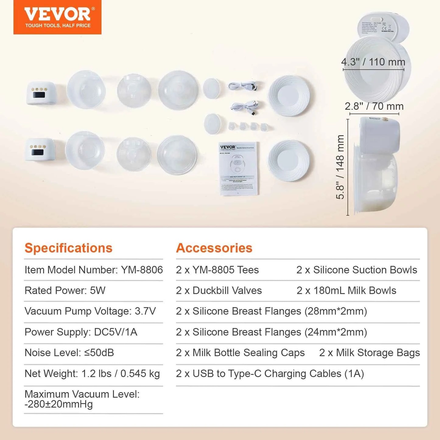 SucceBuy Wearable Electric Breast Pump – Hands-Free, Ultra-Quiet, Rechargeable Portable Breastfeeding Pump with LED Display