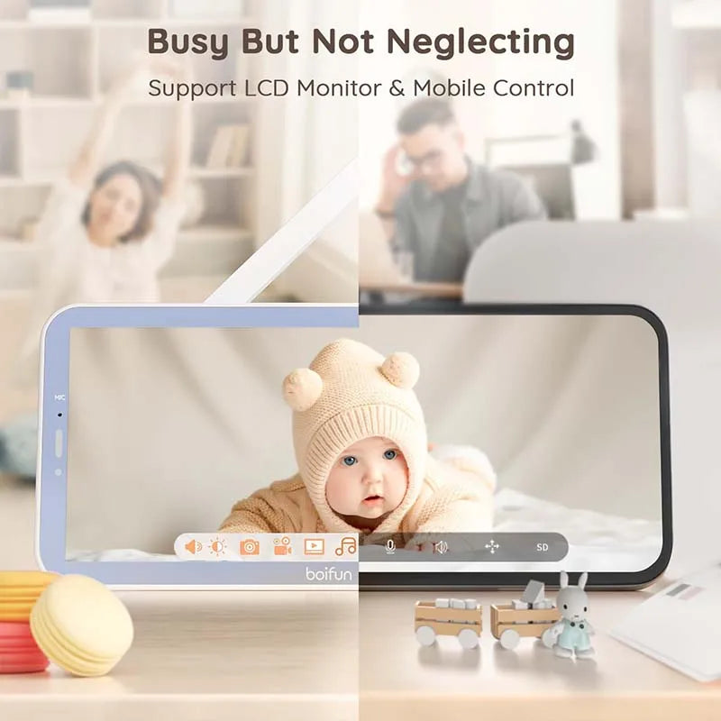Baby Monitor with Camera – 5" Screen, WiFi Video Monitor with Two-Way Talk, Motion & Cry Detection, Auto Tracking, Night Vision by BOIFUN 2K