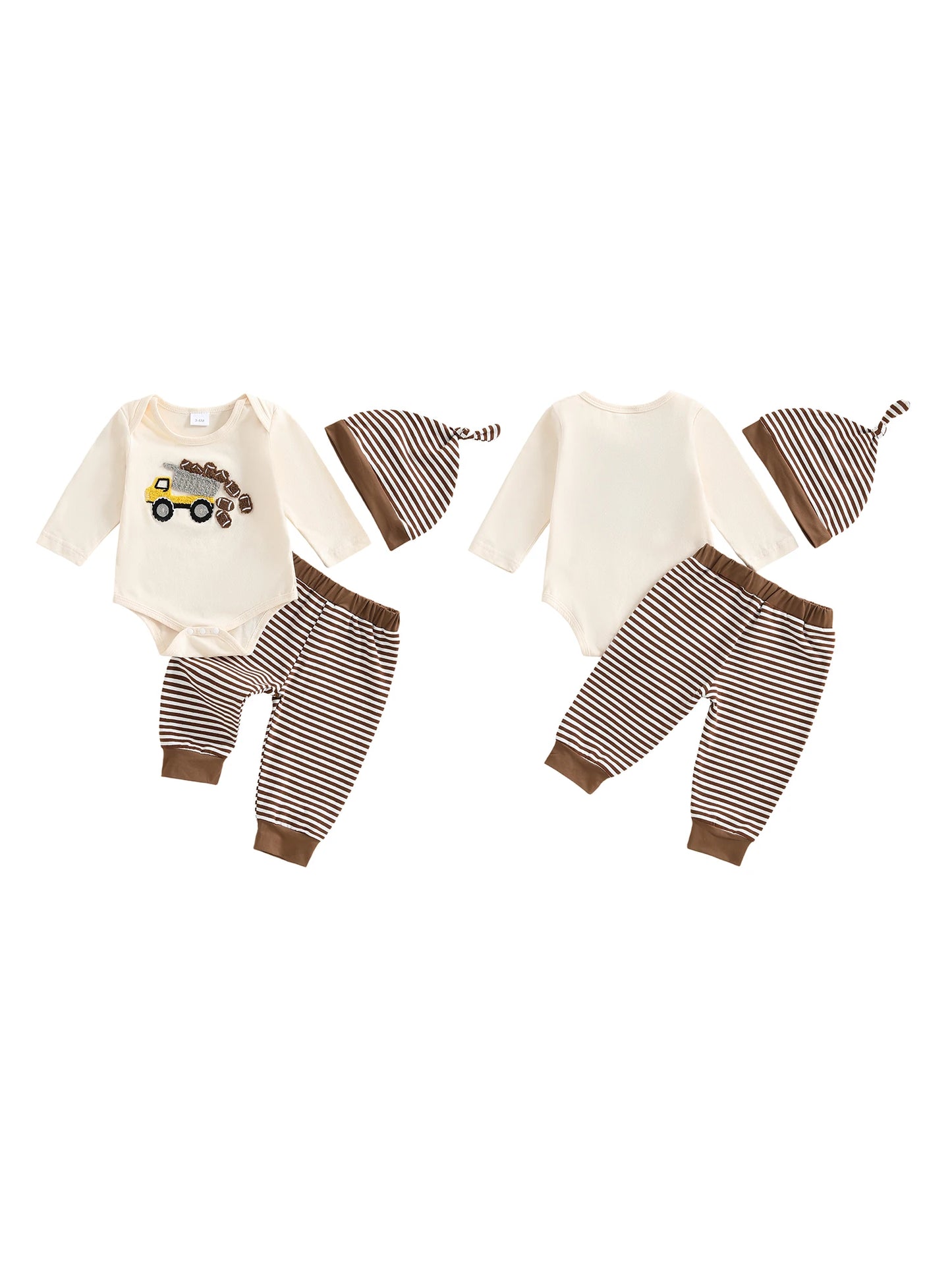 Toddler Boy Winter Outfit – Football Print Hooded Jacket with Striped Pants and Hat