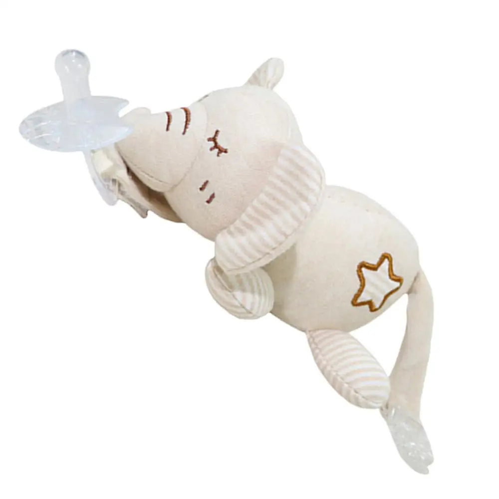 Newborn Silicone Animal Pacifier with Plush Doll – Soothing Toy