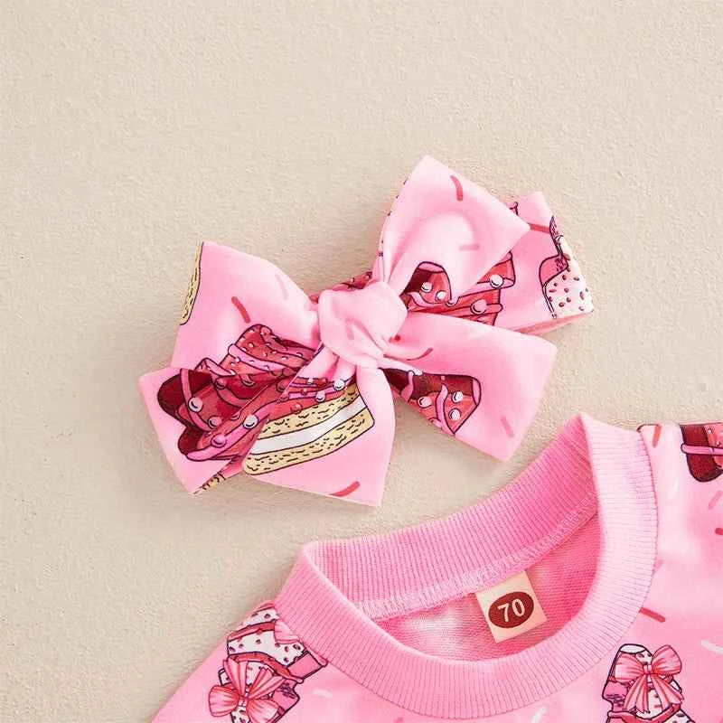 Baby Girl Christmas Romper Set – Long Sleeve Tree Print Jumpsuit with Cute Headband