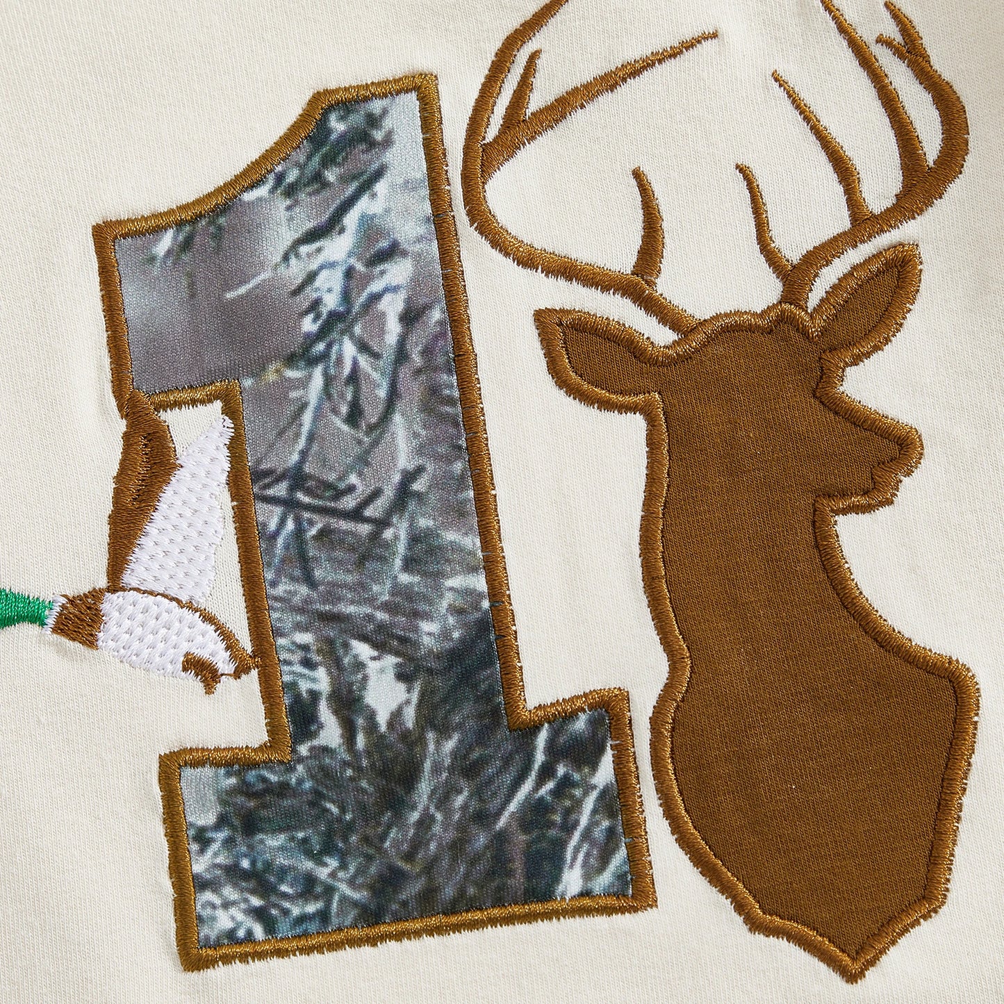 Baby Boy 1st Birthday Outfit – Deer Embroidery Romper, Printed Pants & Cap Set (3PCS)