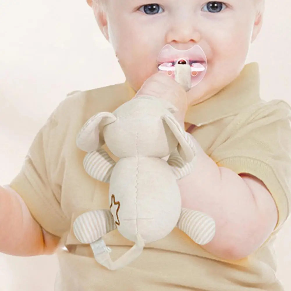Newborn Silicone Animal Pacifier with Plush Doll – Soothing Toy
