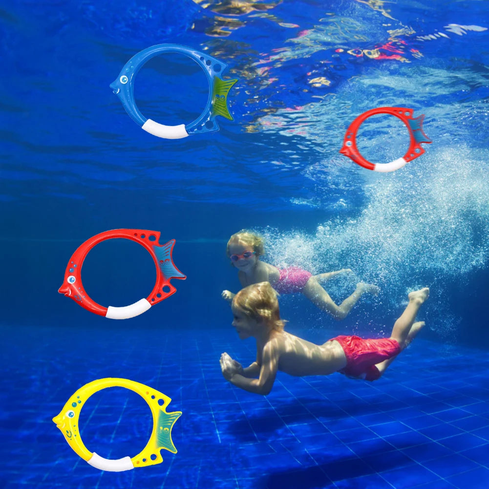 3Pcs Cartoon Fish Diving Rings – Kids Underwater Swim Training Pool Toys - Haven's Heaven Boutique