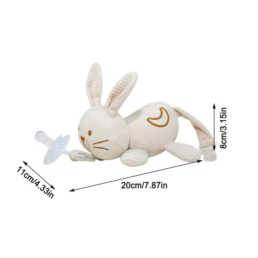 Newborn Silicone Animal Pacifier with Plush Doll – Soothing Toy
