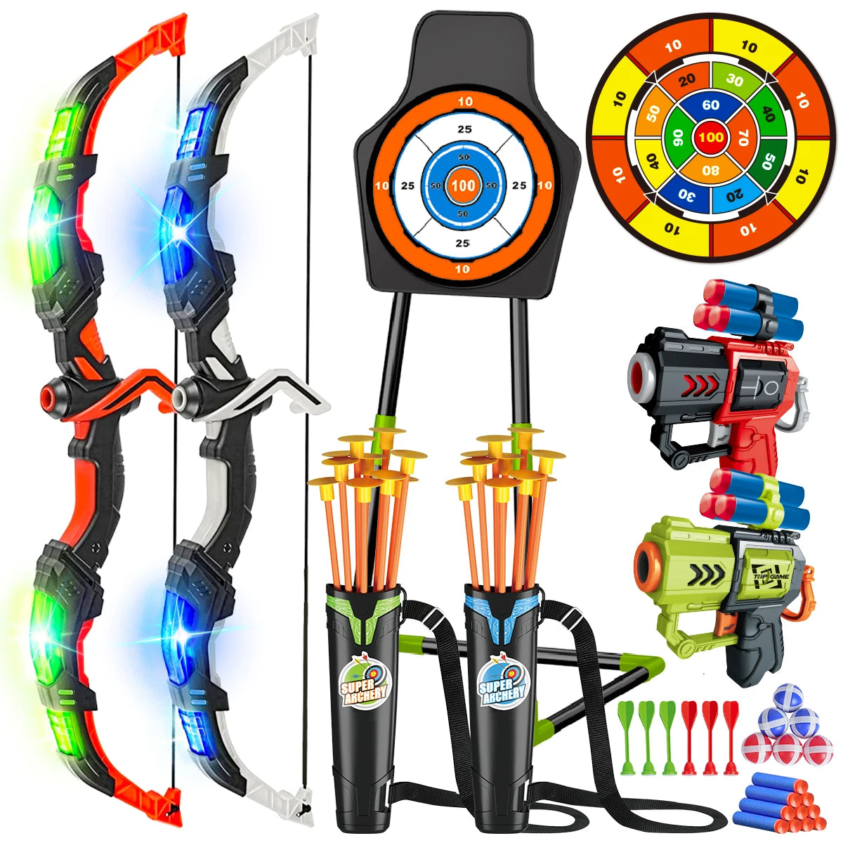 LED Light-Up Archery Set with Suction Cup Stand Target - Haven's Heaven Boutique