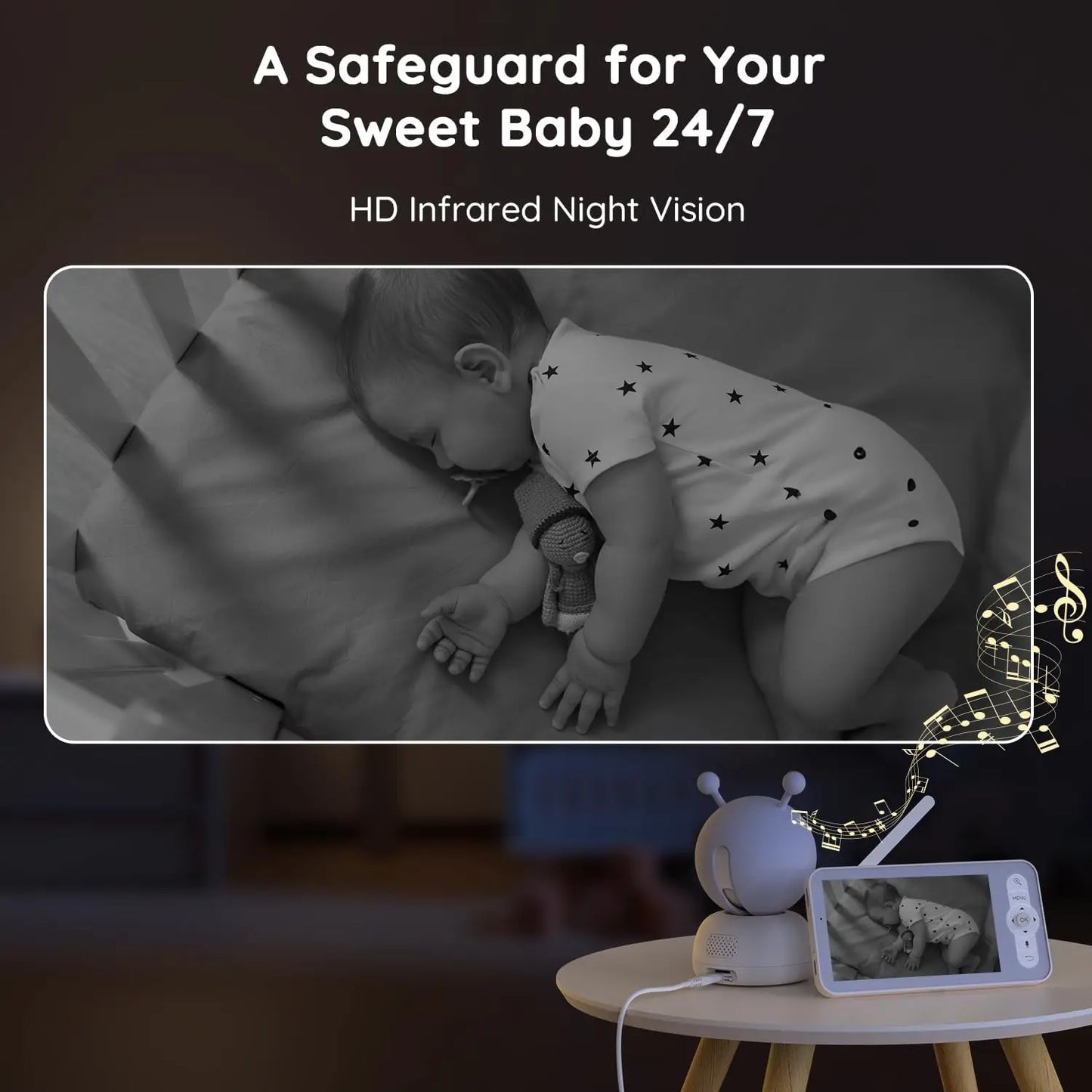 Baby Monitor with Camera – 5" Screen, WiFi Video Monitor with Two-Way Talk, Motion & Cry Detection, Auto Tracking, Night Vision by BOIFUN 2K