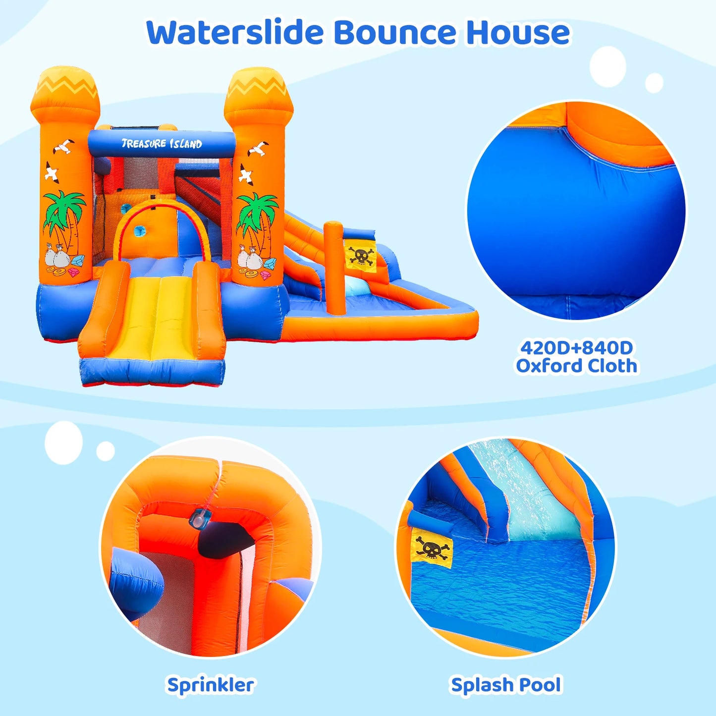 Kids Inflatable Bounce House with Water Slide & 450W Blower – 2-in-1 Outdoor Bouncy Castle Water Park