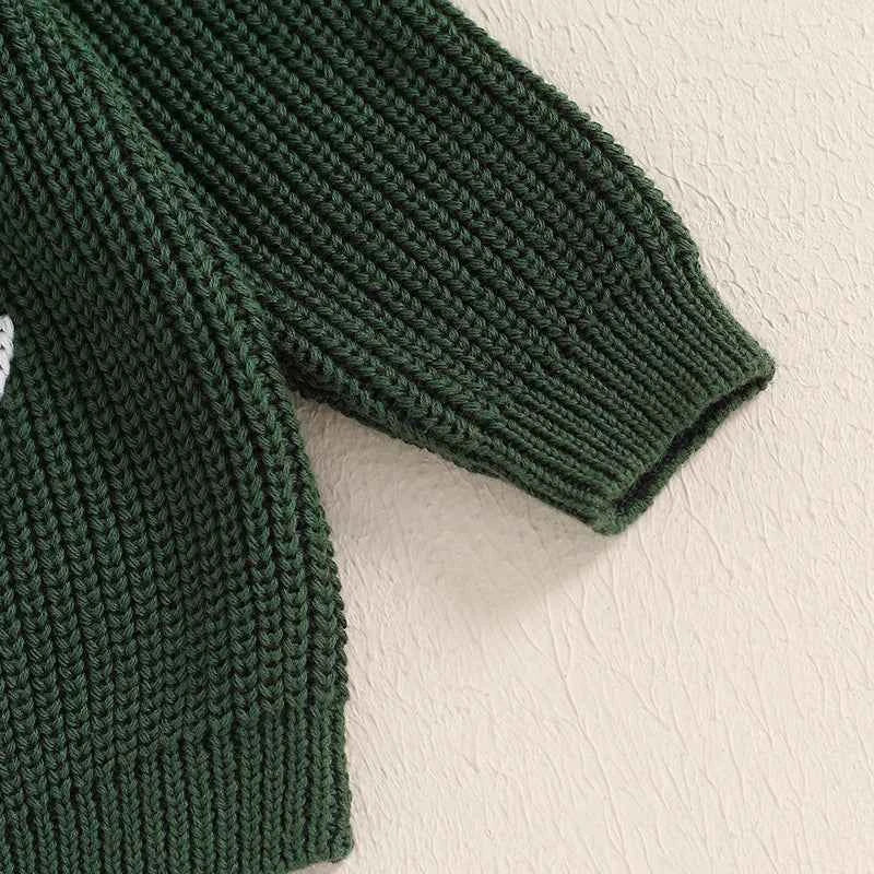 Cute Baby Christmas Knit Sweater -  Embroidered Letter Long Sleeve Pullover