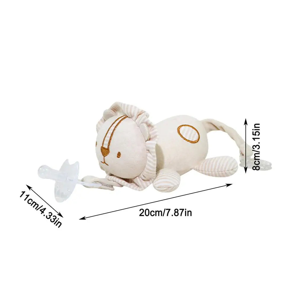 Newborn Silicone Animal Pacifier with Plush Doll – Soothing Toy