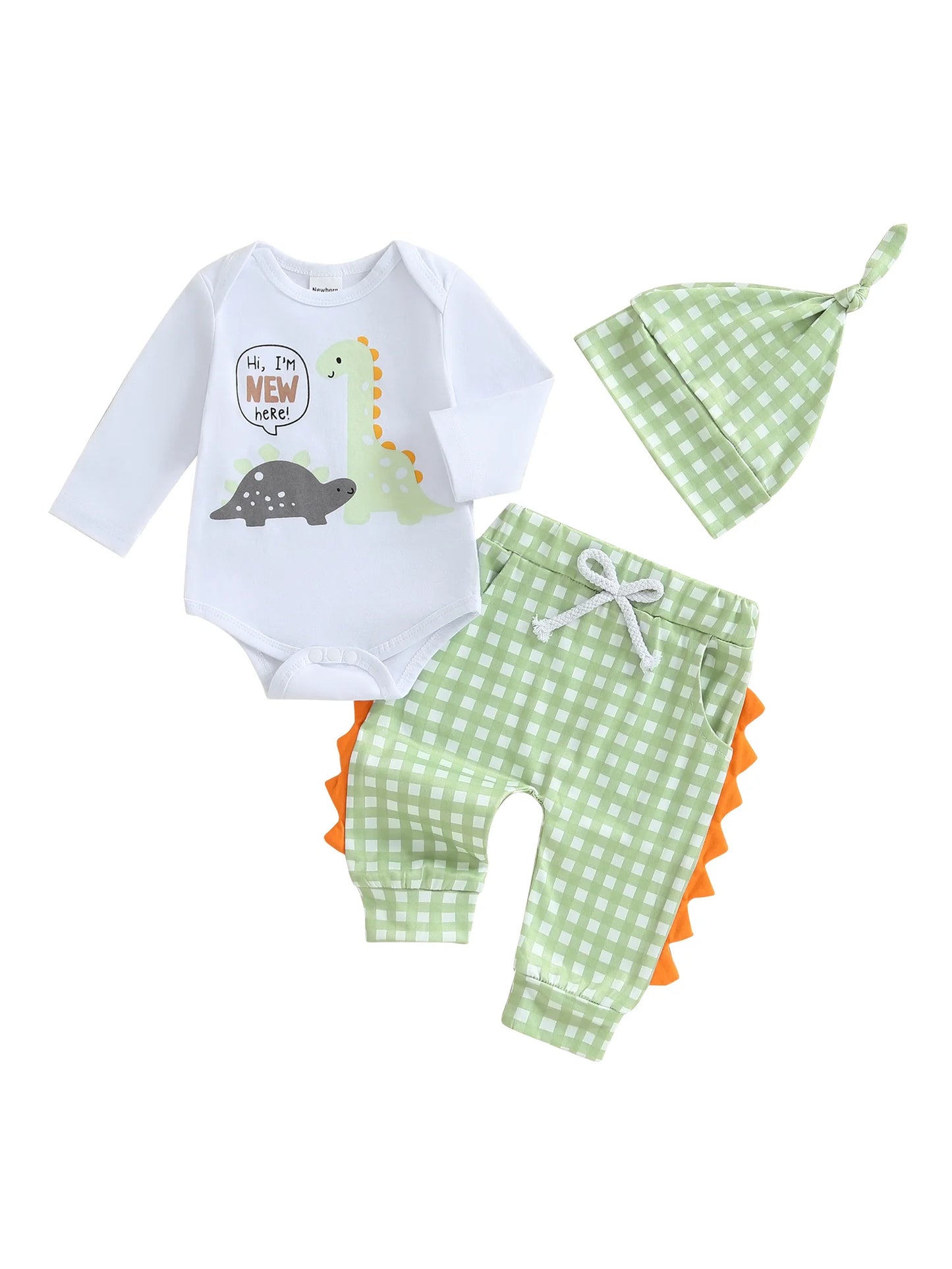 Toddler Boy Birthday Outfit – Dinosaur Print Romper and Denim Overalls 2-Piece Summer Set with Matching Hat