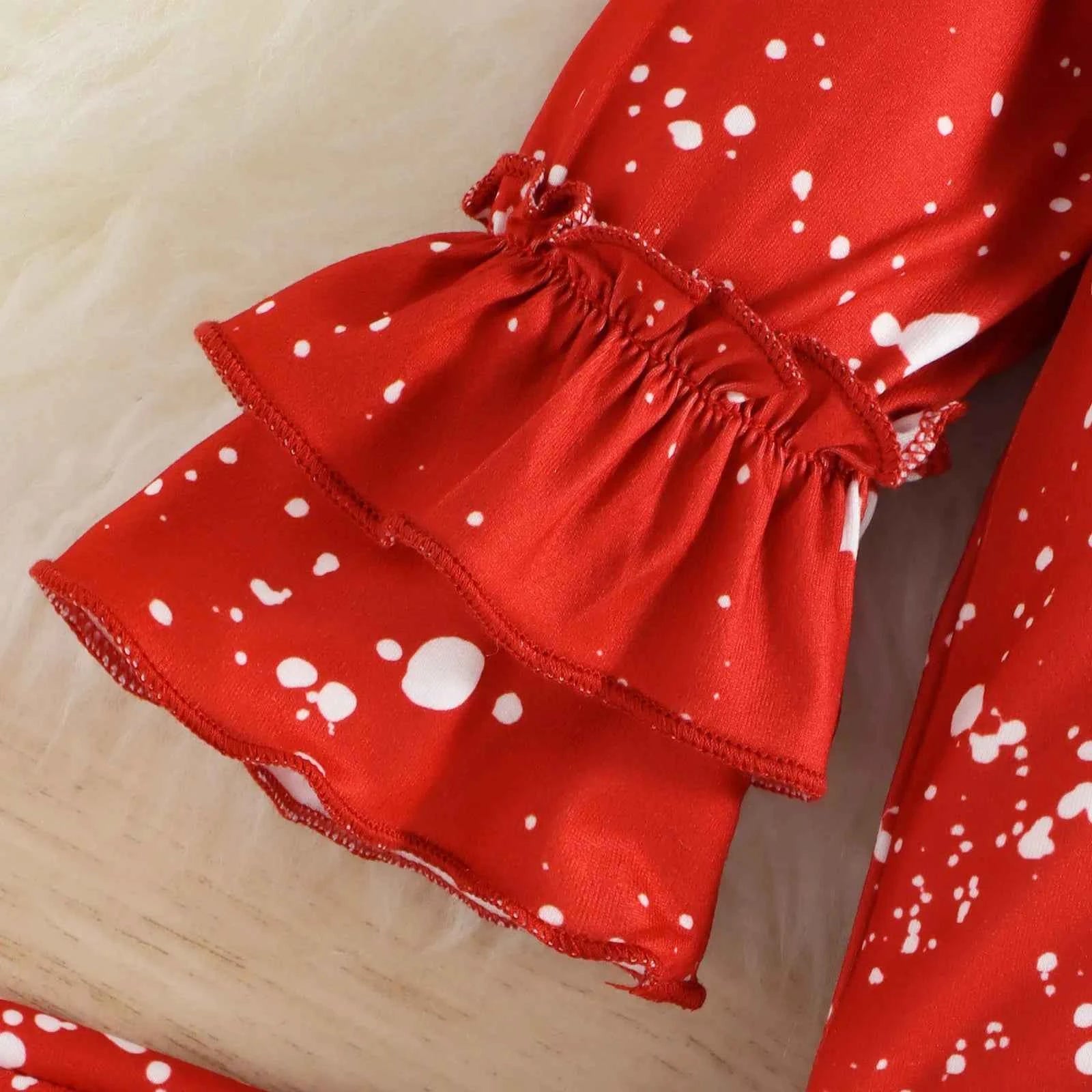 Toddler Girls Christmas Outfit – Letter Print Top & Plaid Bell Bottom Pants Set