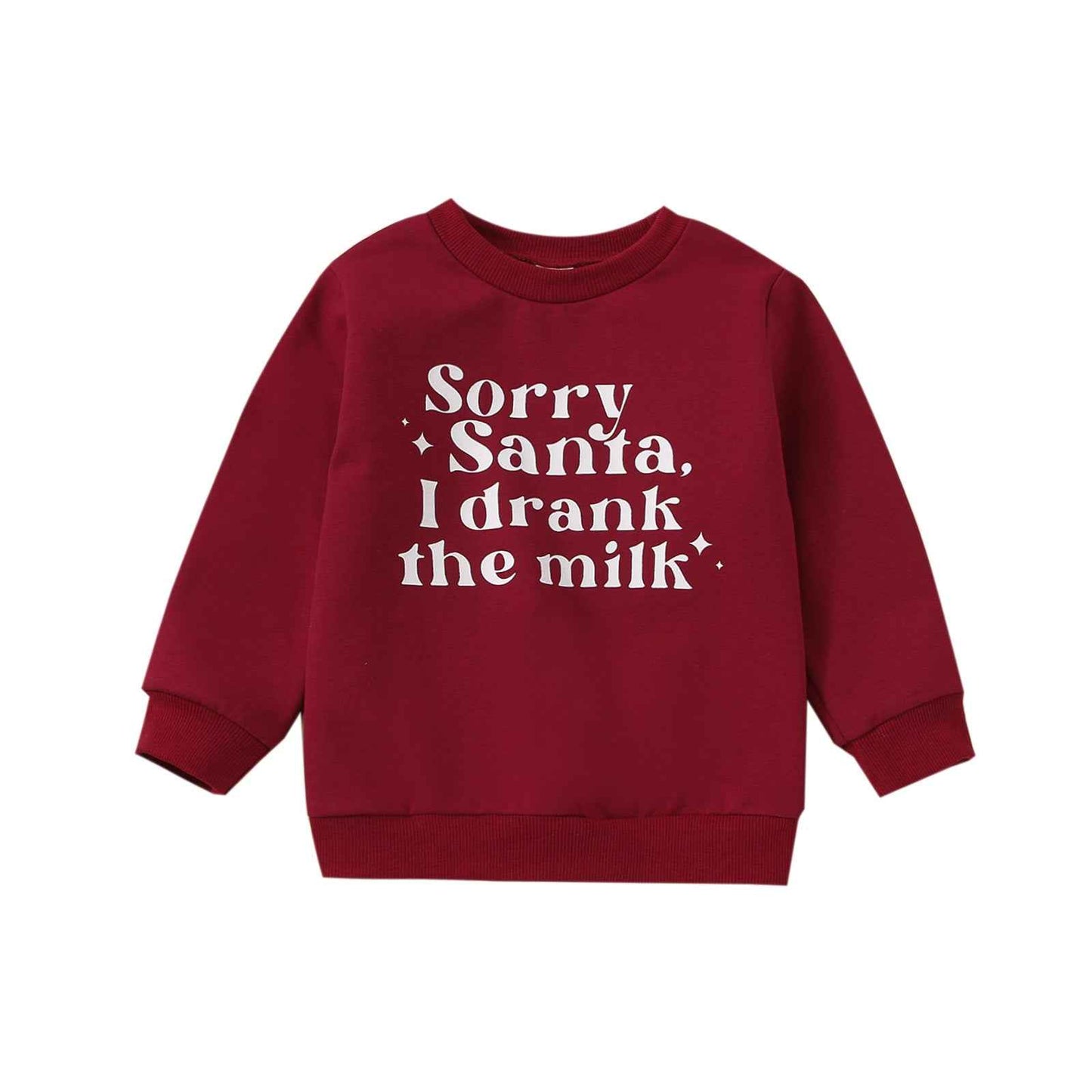 Infant Baby Long Sleeve Sweatshirt – Red 'Sorry Santa I Drank The Milk' Christmas Top