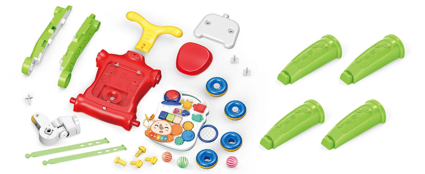 5-in-1 Baby Walker – Sit-to-Stand Learning Walker, Scooter, Balance Bike & Activity Table with Music