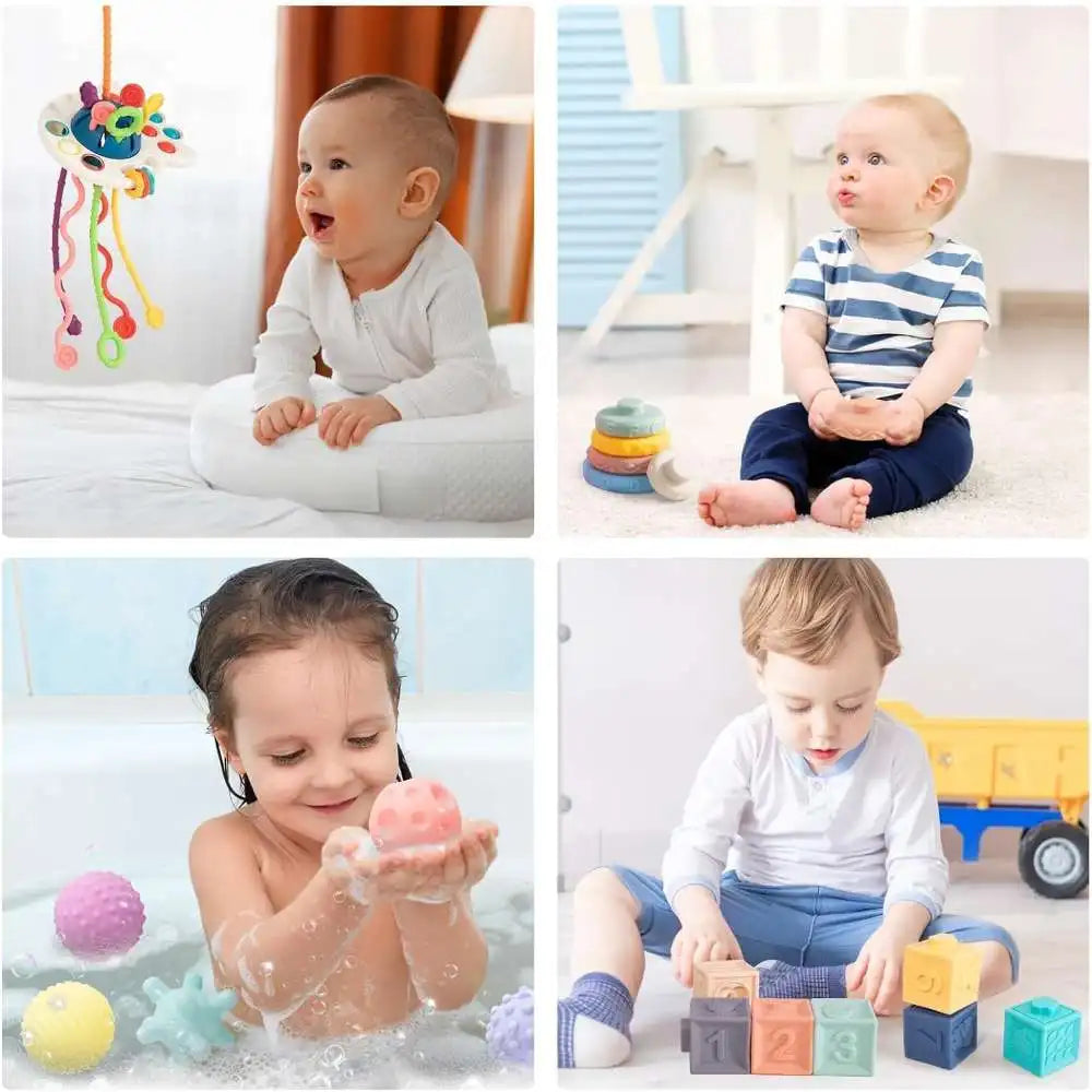 Montessori Sensory Pull String & Stacking Toys – Early Learning Fun for Babies & Toddlers - Haven's Heaven Boutique