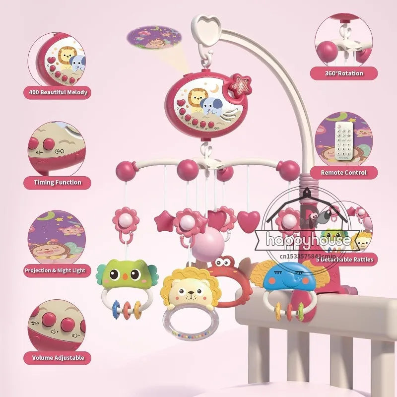 Remote Control Musical Crib Mobile with Light Projection – Infant Soothing Toy