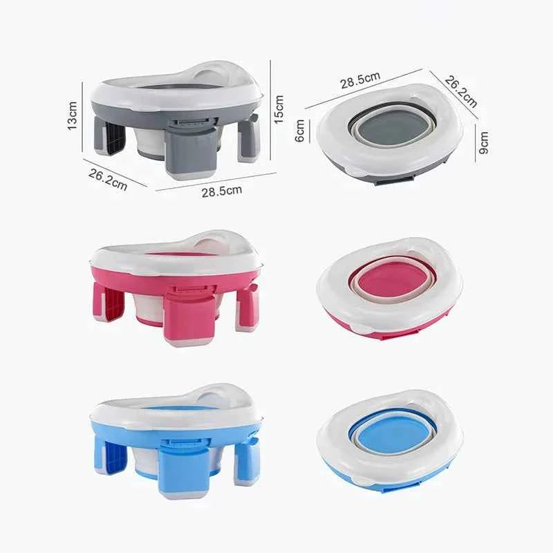 3-in-1 Foldable Travel Toilet Seat – Portable Blue Baby Potty with Silicone Seat and Carry Bags for Toddler Potty Training