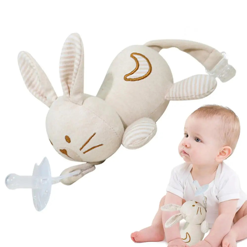 Newborn Silicone Animal Pacifier with Plush Doll – Soothing Toy