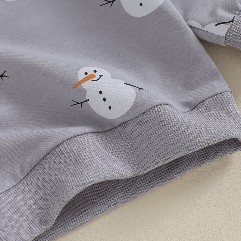Toddler Baby Snowman Sweatshirt – Long Sleeve Winter Pullover (0–3 Years)