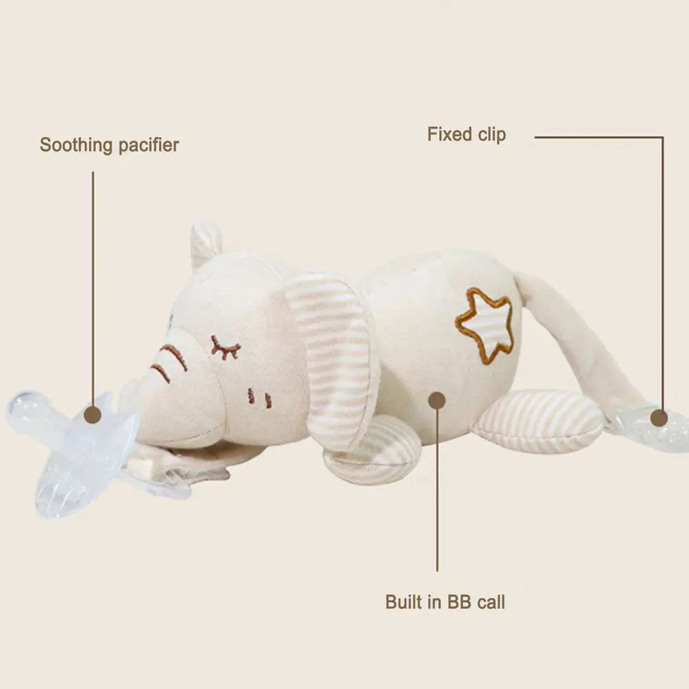 Newborn Silicone Animal Pacifier with Plush Doll – Soothing Toy