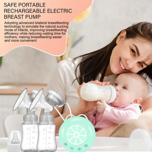 Electric Breastfeeding Pump – Portable Double Milk Extraction Pump with 2 Bottles & Multiple Modes for Home Use - Haven's Heaven Boutique