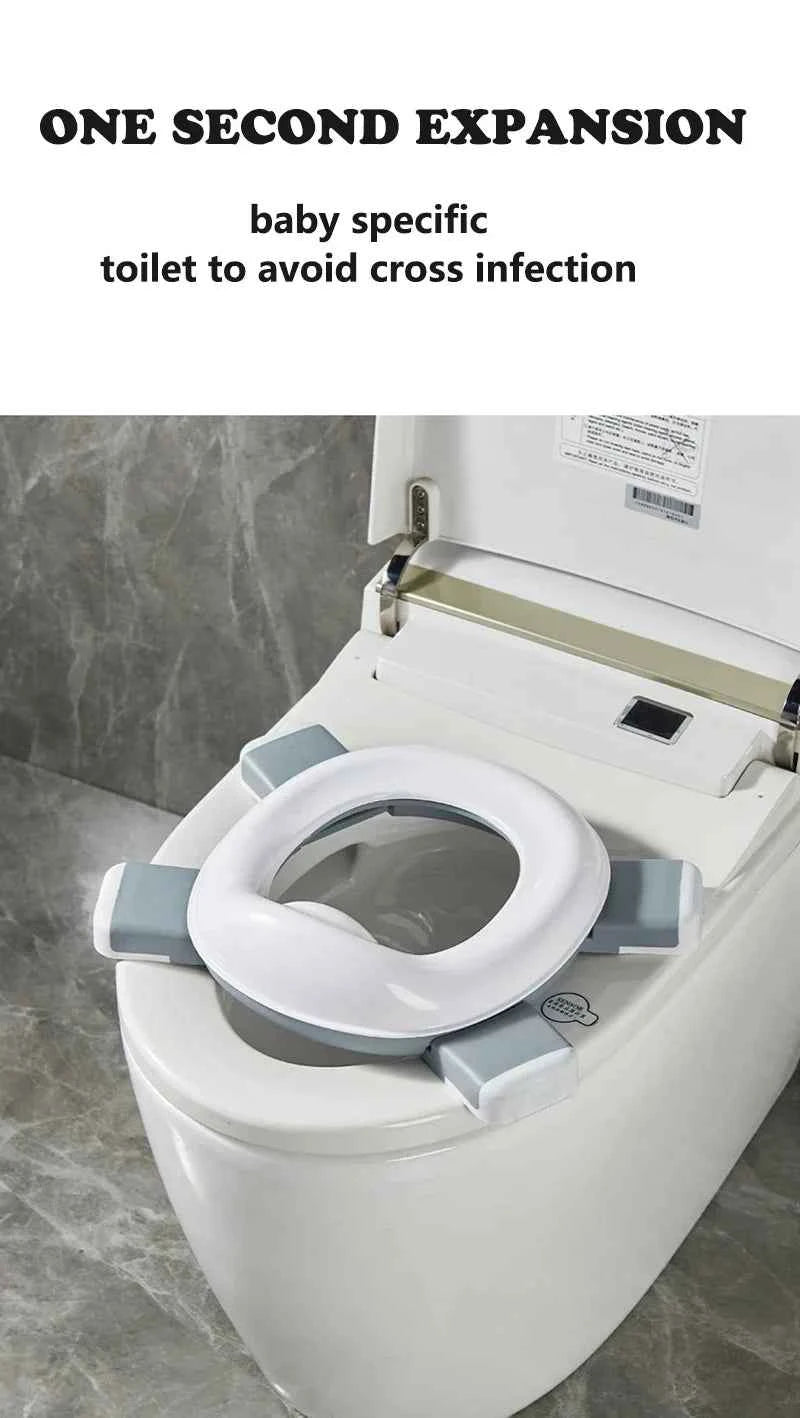 3-in-1 Foldable Travel Toilet Seat – Portable Blue Baby Potty with Silicone Seat and Carry Bags for Toddler Potty Training